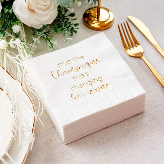 Bachelorette Cocktail Napkins Bridal Shower Dessert Napkins Gold Foil Engagement Party Decoration Party Supplies