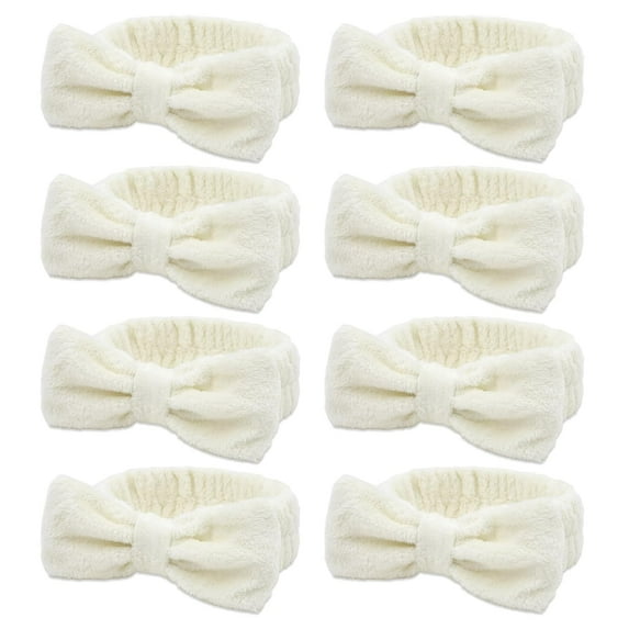 Bachelorette Party Favor Set Bride Spa Headband Bride Headband and Bridesmaid Headband Skincare Headbands for Women Cute Bow Head Bands Party Supplies (creamy white)