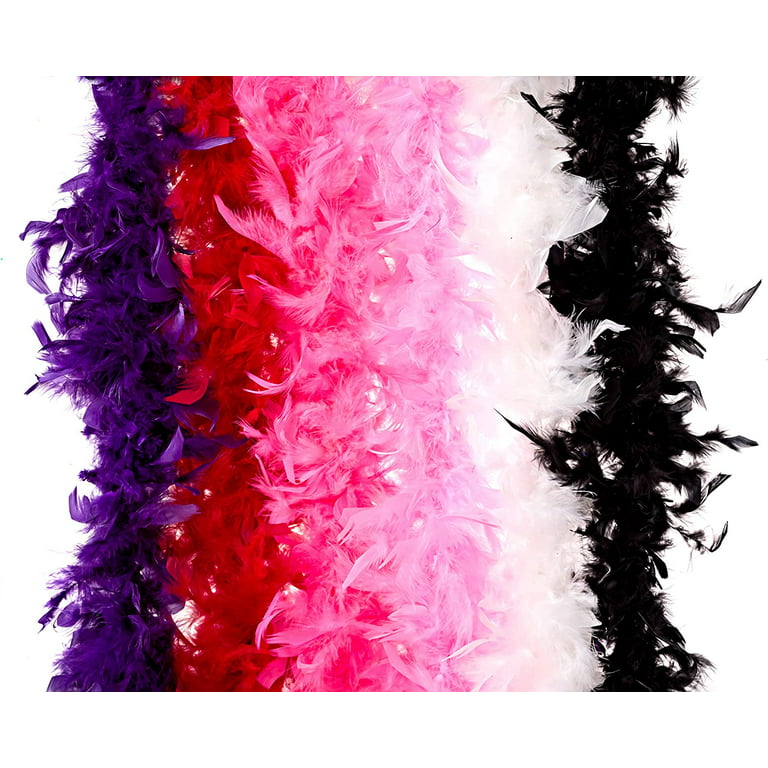 Bachelorette Party Feather Boas - 6 Pack of 6 Feet Long Boas with Feathers  - Perfect for Costumes, Party Outfits, and Party Favors 