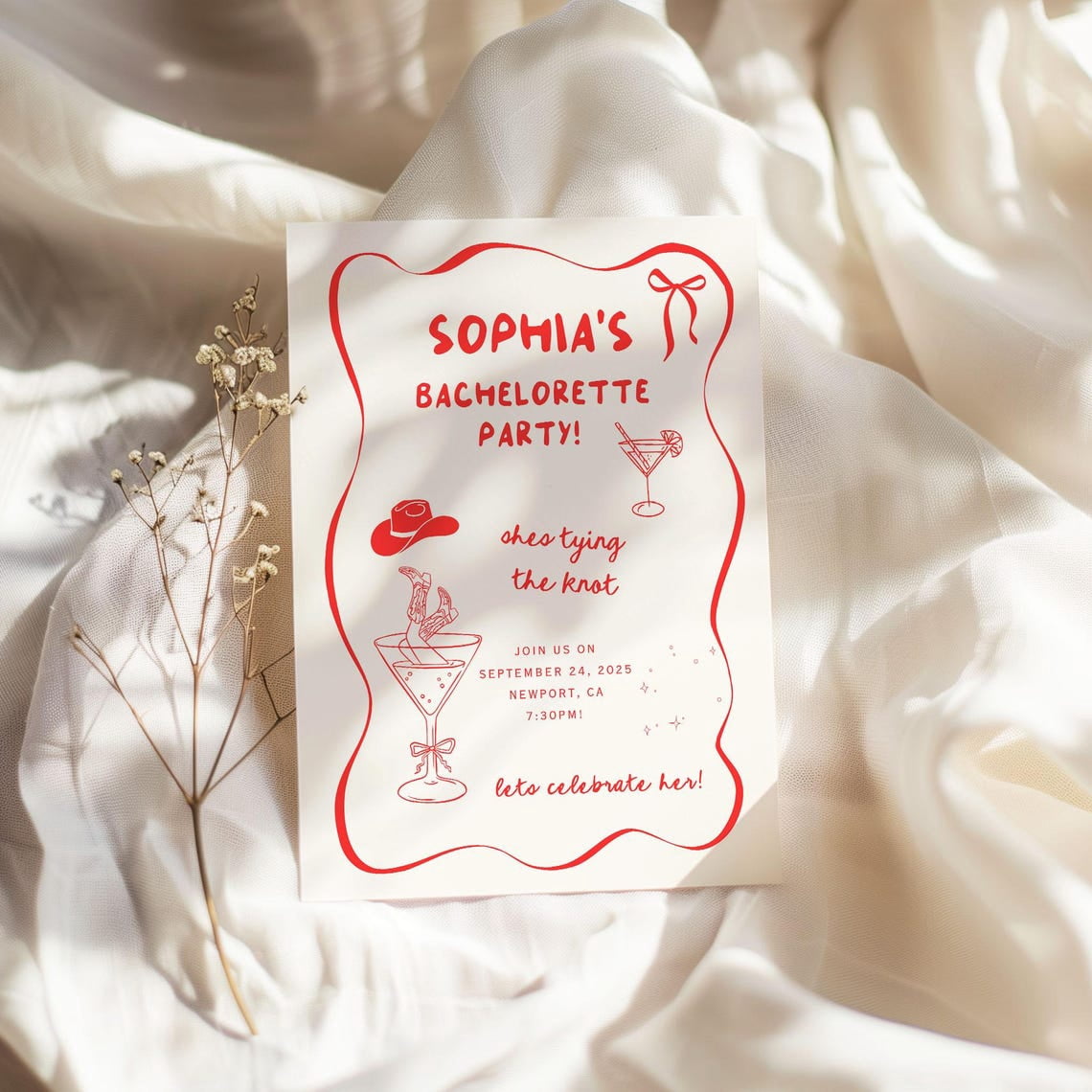 Bachelorette Party Invitation Custom Bridal Shower Minimalist Invite ...