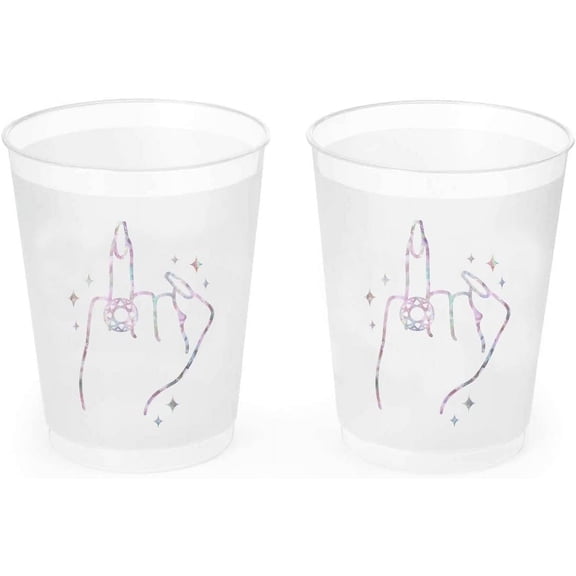 Bachelorette Party Ring Finger Reusable Cups - 16 Frost Flex Cups | Bach Party Drinkware, Cute Bridal Shower Supplies, Engagement Reusable Cups, Bride To Be Decorations, Bridesmaids Favors