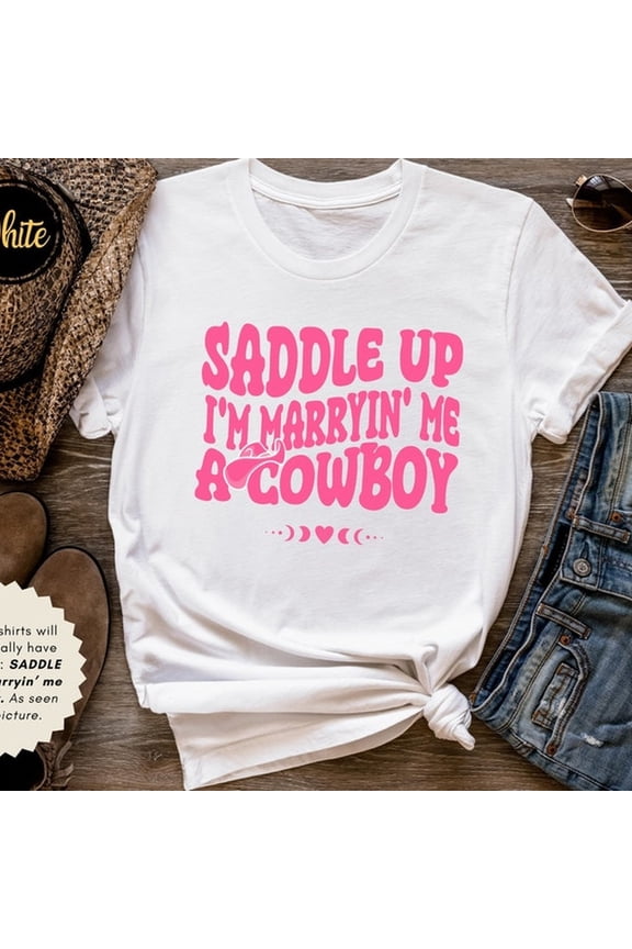 Bachelorette Party Shirts, Western Bridal Matching Shirts Pink and White, SADDLE UP... YEEHAW Bridesmade Tees, Wedding Shirt Bridal Party
