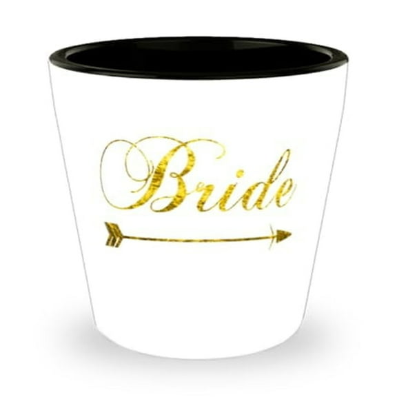 Bachelorette Shot Glass, Golden Bride, Bridal Shower Gift, Mini Glassware, 1.5oz Cup