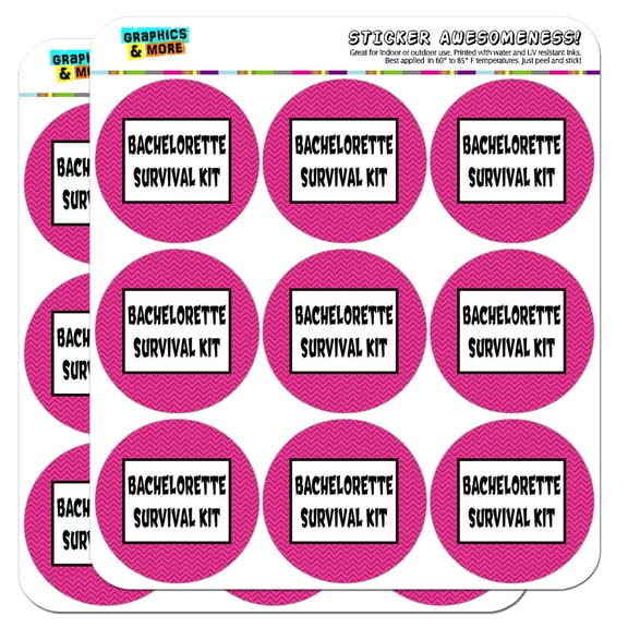 Bachelorette Survival Kit Chevrons Pink 2" Scrapbooking Crafting Stickers