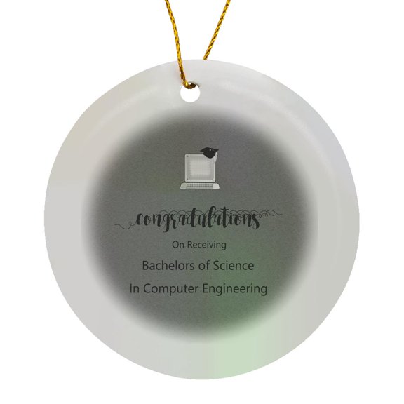 3drose, Bachelors of Science in Computer Engineering, Congratulations, Gray, Circle Porcelain Ornament