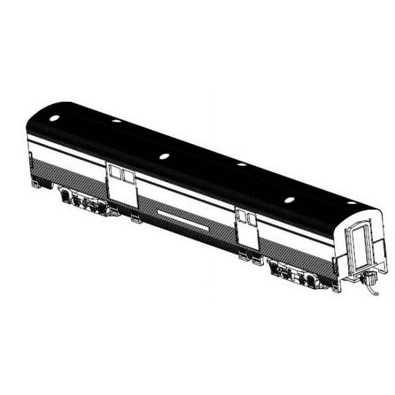 Bachmann 14654 N Painted & Unlettered 85' Fluted-Side Baggage Car w/Lights