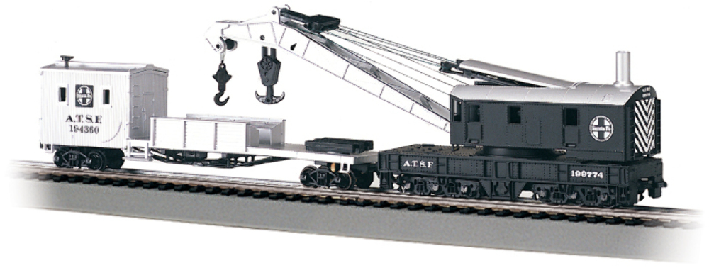 Bachmann-250-Ton Crane Car & Boom Tender - Silver Series(R) -- Atchison, Topeka