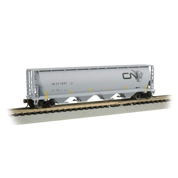Bachmann 19159 N Scale Canadian Cylindrical 4-Bay Grain Hopper - Ready to Run - Silver Series(R) -- Canadian National (North America Logo)