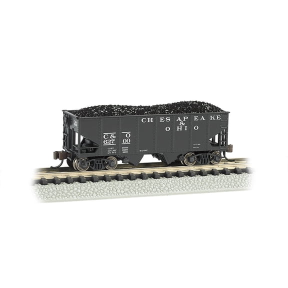 bachmann industries usra 55-ton 2-bay hopper c and o train car, n scale