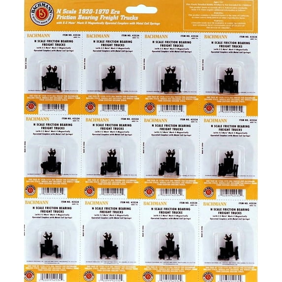 Bachmann Industries Friction Bearing Freight Trucks without Wheels (12/card) N Scale Multi-Colored