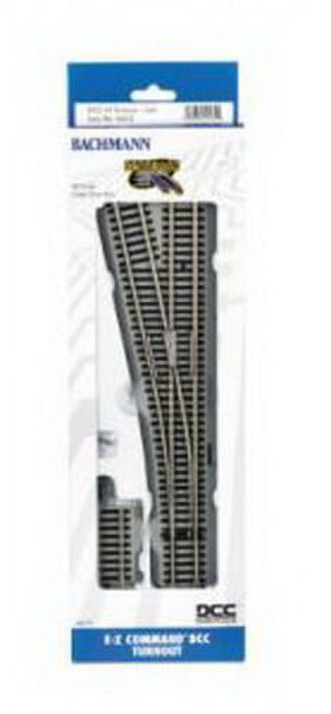 Bachmann E-Z Command DCC Equipped Turnout - Right-Hand, Nickel Silver E-Z Track With Gray Roadbed, HO Scale Medium