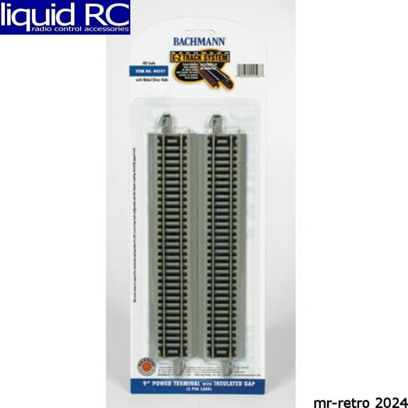 Bachmann Trains - Snap-Fit E-Z TRACK 9" POWER TERMINAL w/INSULATED GAP (2/card) - NICKEL SILVER Rail With Gray Roadbed - HO Scale