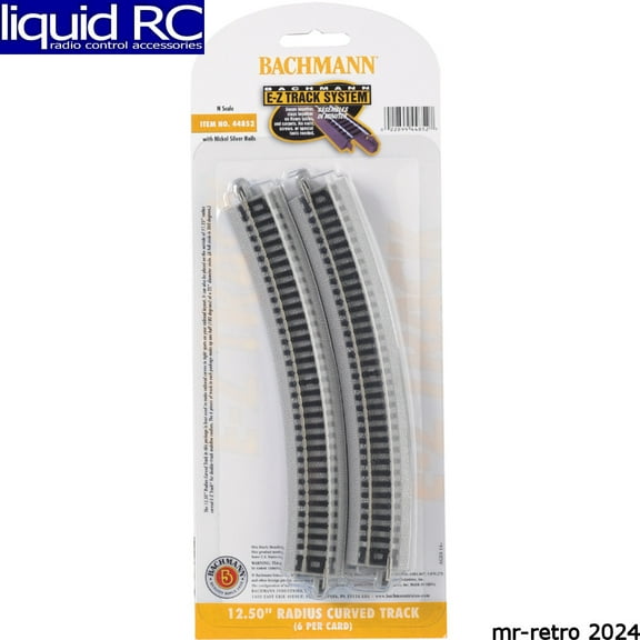 Bachmann 44852 N Scale E-Z Track 12.50" Radius Curved Track (6/card)
