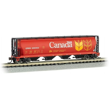 Bachmann N Scale Train 4-Bay Cylindrical Bay Hopper Canada Grain 19181