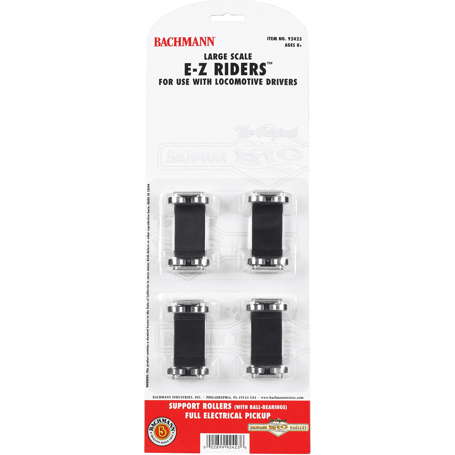 Bachmann Trains 92423 Large G Scale E-Z Riders W/ Ball Bearing Rollers, 4pc