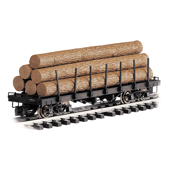 Bachmann Trains 98470 Large G Scale 1:25 Flat Car with Logs and Metal Wheels