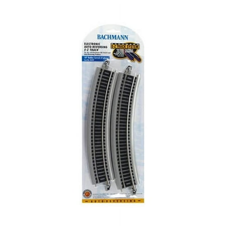 Bachmann Trains E-Z TRACK REVERSING 18" RADIUS CURVED (4/card) - NICKEL SILVER Rail With Grey Roadbed - HO Scale