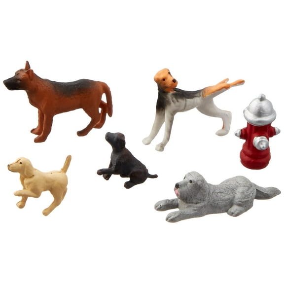 Bachmann Trains - FIGURES - DOGS with FIRE HYDRANT (6pcs/pk) - O Scale