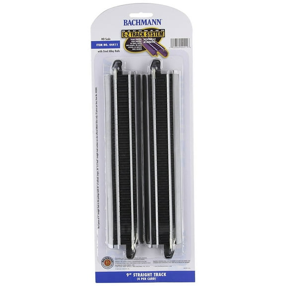 Bachmann Trains HO Scale E-Z Track 9" Straight Track - 4 Pack