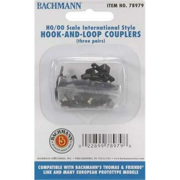 Bachmann Trains Hook And Loop Couplers (3 pair/pack) - Appropriate For Most Thomas & Friends Rolling Stock