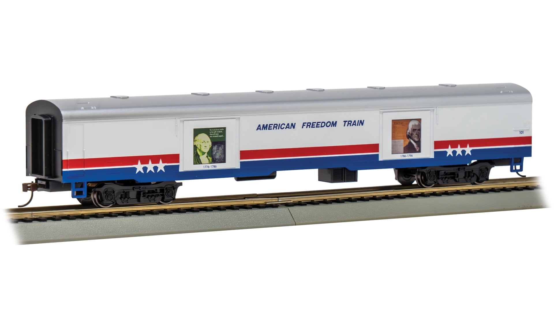 Bachmann Trains - LIMITED EDITION AMERICAN FREEDOM TRAIN CARS with LIGHTED DISPLAYS -EXHIBIT CAR #101 1776-1796 - HO Scale