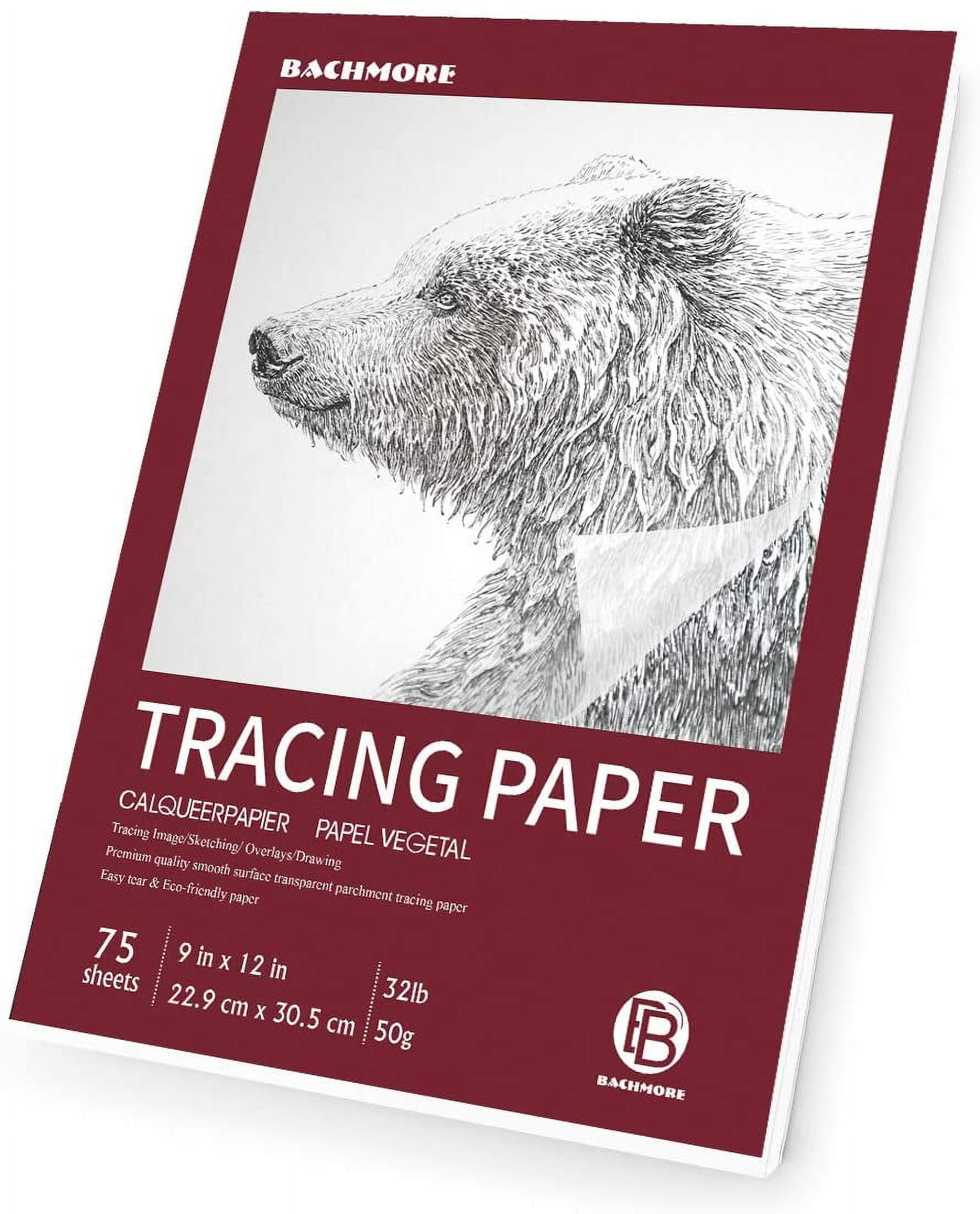 Bachmore 9”X12” Artist’s Tracing Paper Pad, 75 Sheets – Translucent Tracing Paper for Pencil, Marker and Ink - Trace Images, Sketch, Preliminary