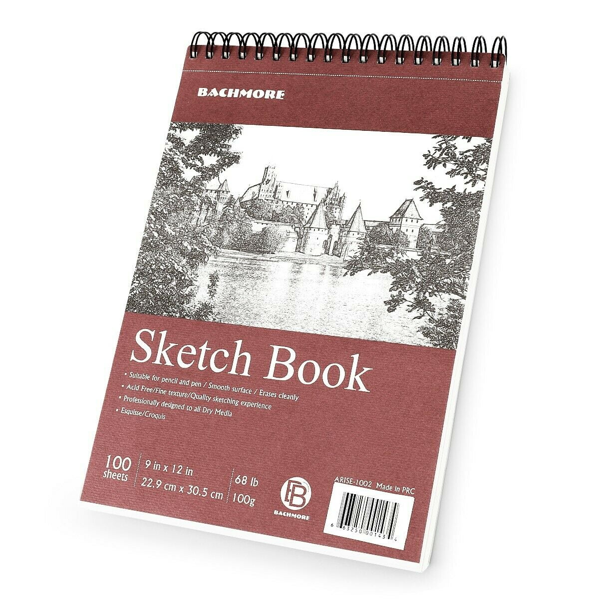 BAZIC Sketch Pad 40 Sheets 9 X 9 Top Spiral Sketchbook Drawing