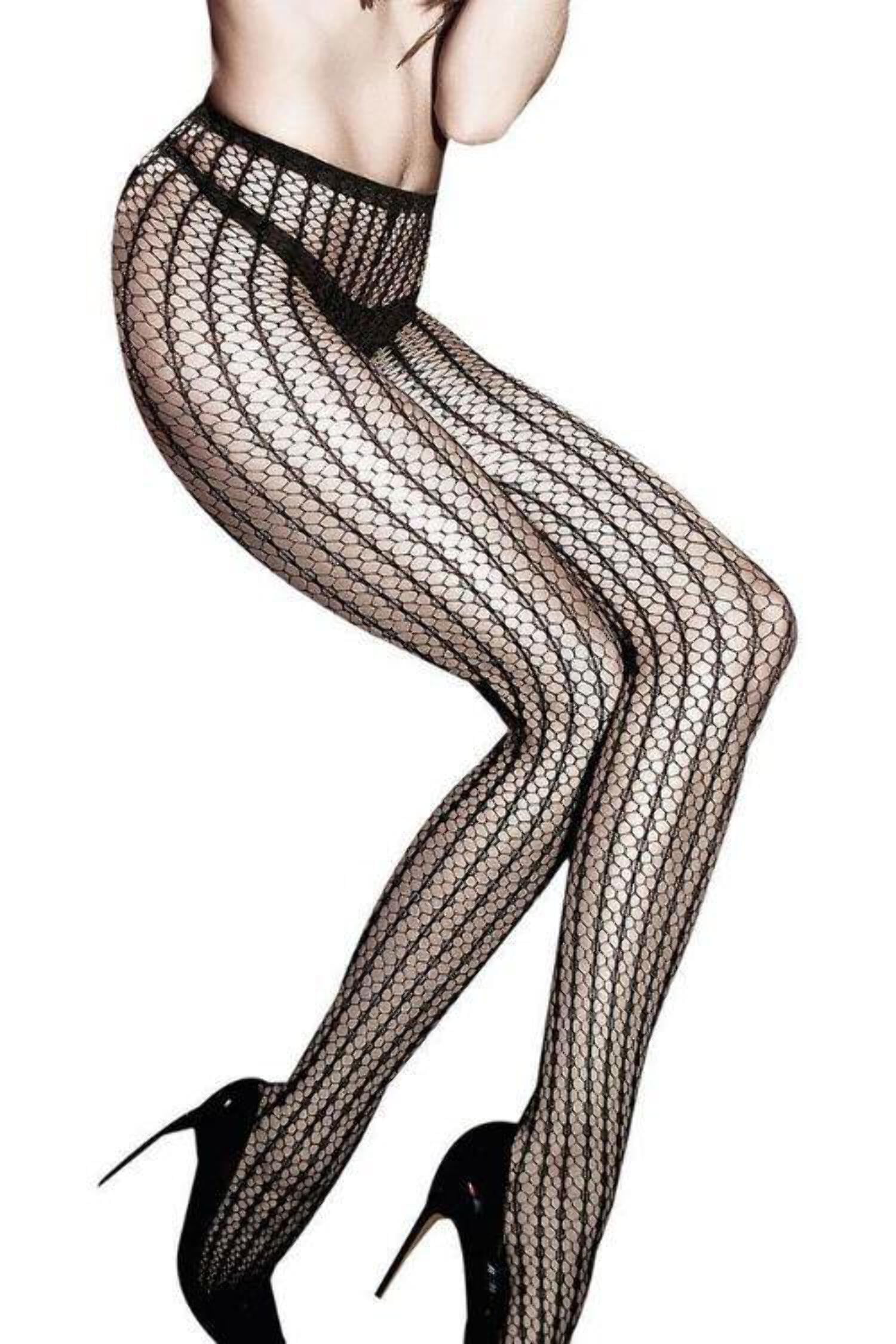 Black Pinstriped Jacquard Pantyhose