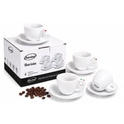 Bacimi Espresso Cups and Saucers Set of 4 3 oz Thick Porcelain Barista Style Cups, Classic Italian Design, Durable Coffee Cups for Espresso, Macchiato, Doppio Dishwasher & Microwave Safe