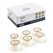 Bacimi Handcrafted Ceramic Espresso Demitasse Mini Mugs With Handles 3.04oz / 90ml, Set of 6 White