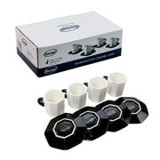Bacimi Handcrafted Ceramic Octagon Espresso Cup W/ Saucers 2.70oz / 80ml 4 Pack