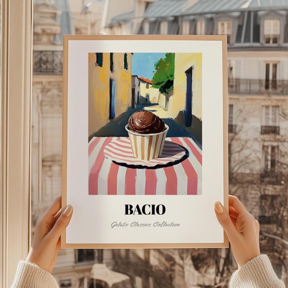 Bacio Gelato Poster, Italian Kitchen Wall Art