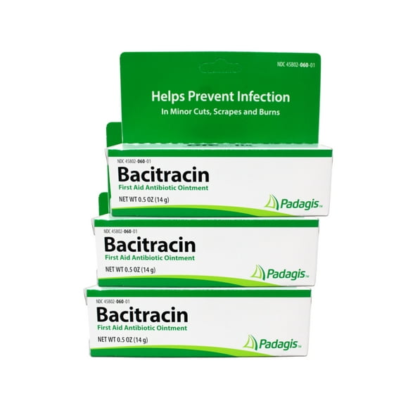 Bacitracin Ointment First Aid Antibiotic, Prevent Infection Minor Cut, 0.5oz (14g) - 3 Pack