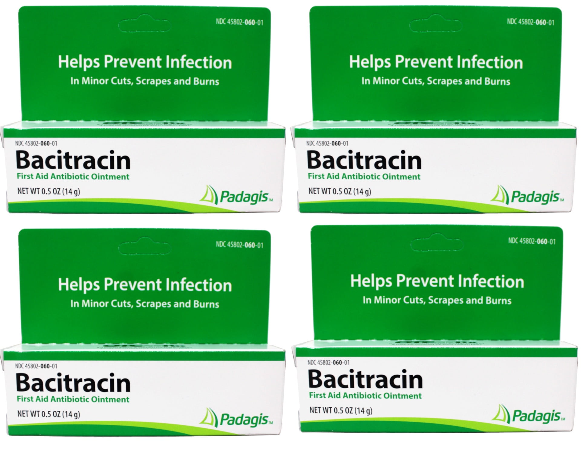 Bacitracin Ointment First Aid Antibiotic, Prevent Infection Minor Cut, 0.5oz (14g) - 4 Pack