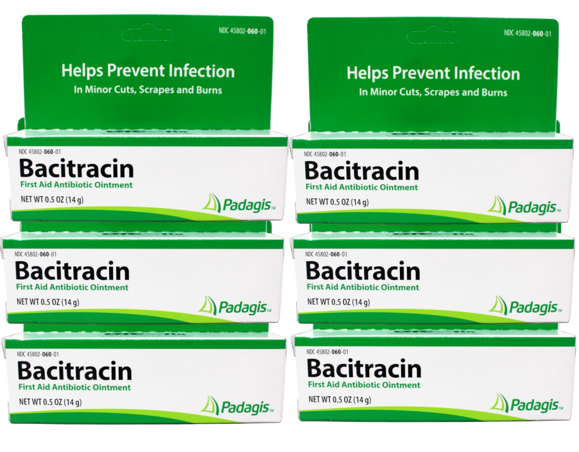 Bacitracin Ointment First Aid Antibiotic, Prevent Infection Minor Cut, 0.5oz (14g) - 6 Pack