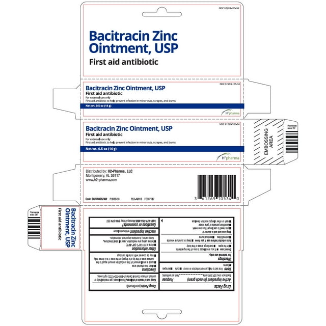 Bacitracin Zinc Ointment USP First Aid Antiseptic External H2 Pharma 0.