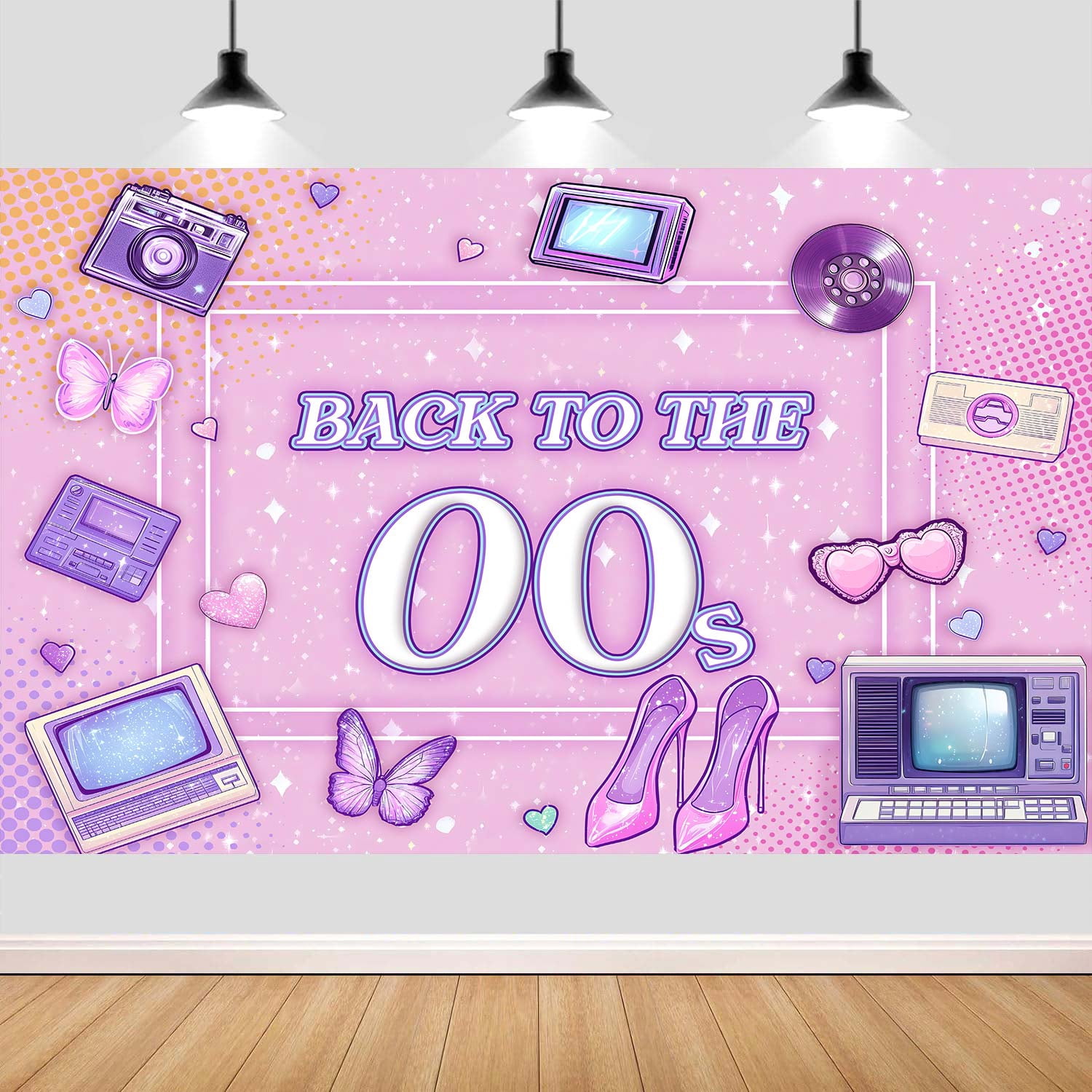 Back to 00's Party Banner,Pink Early 2000s Y2K Theme Backdrop,Retro ...