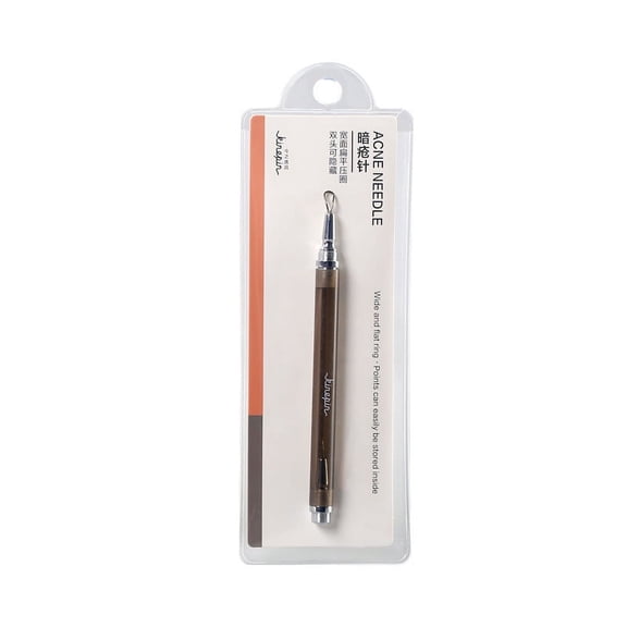 Back 1 Pcs/Set Acne Needle Hidden Dual Head Dual Purpose Stainless Steel Needle Portable Design Acne Blackhead Pimple Needle