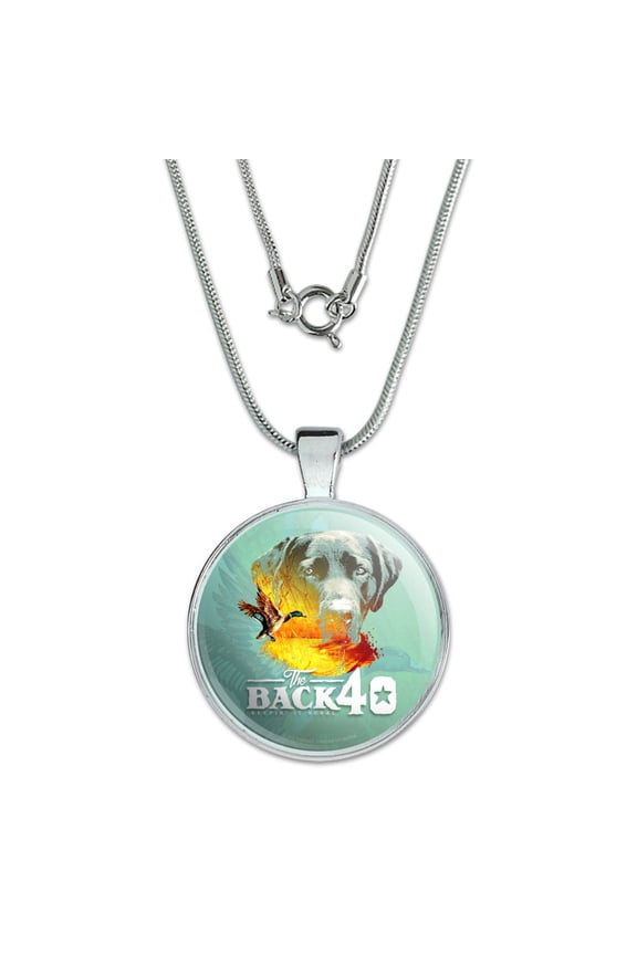 Back 40 Barn Keepin' It Rural Lab Dog Mallard Duck Hunting 1" Pendant with Sterling Silver Plated Chain
