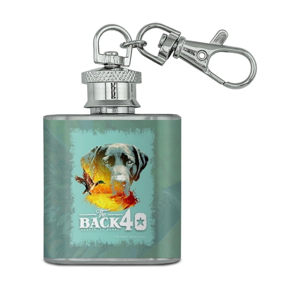 Back 40 Barn Keepin' It Rural Lab Dog Mallard Duck Hunting Stainless Steel 1oz Mini Flask Key Chain