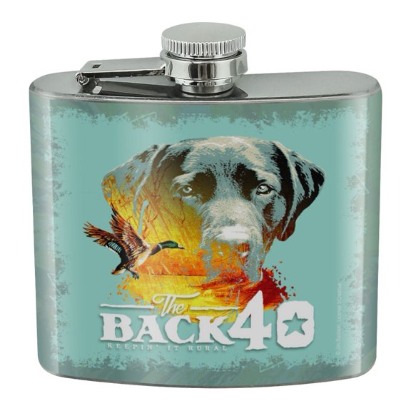 Back 40 Barn Keepin' It Rural Lab Dog Mallard Duck Hunting Stainless Steel 5oz Hip Drink Kidney Flask