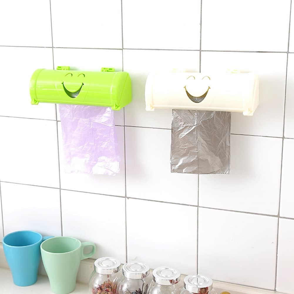 Back Adhesive Wall Mount Trash Garbage Plastic Bag Storage Box ...