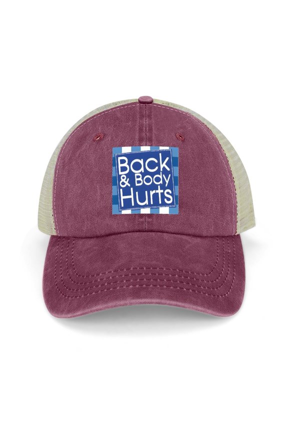 Back And Body Hurts Wine Red Hat Adjustable Funny Fashion Unisex Baseball Cap for Men Women