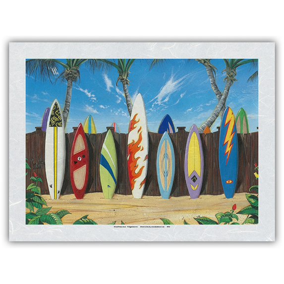Back to Back Champions - Surfboards Art - From an Original Color Painting by Scott Westmoreland - Japanese Unryu Rice Paper Art Print (Unframed) 12 x 16 in