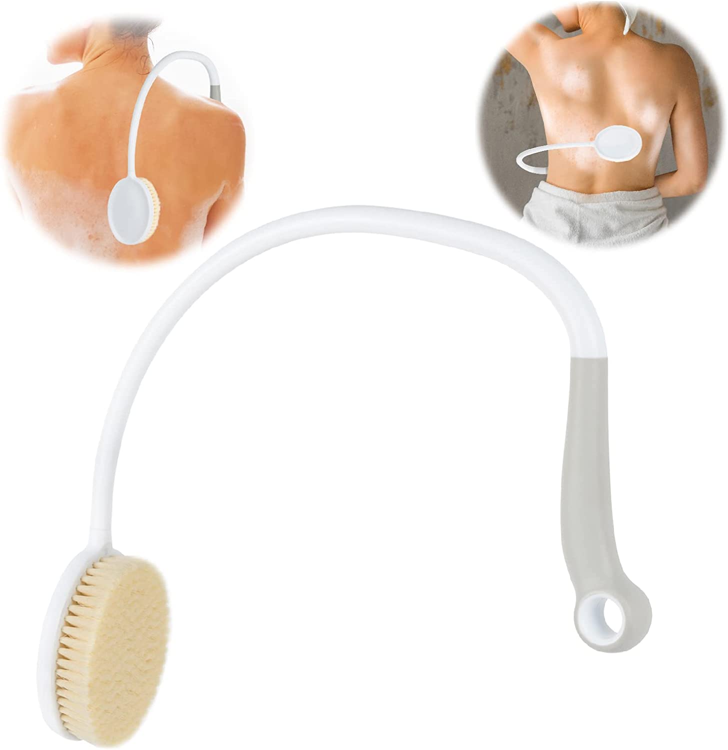 Back Bath Brush Long Handle for Shower, Curved Back Scrubber for The
