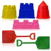 Back Bay Play 6 Piece Plastic Sandcastle Mold Beach Toy Set for Toddlers and Kids