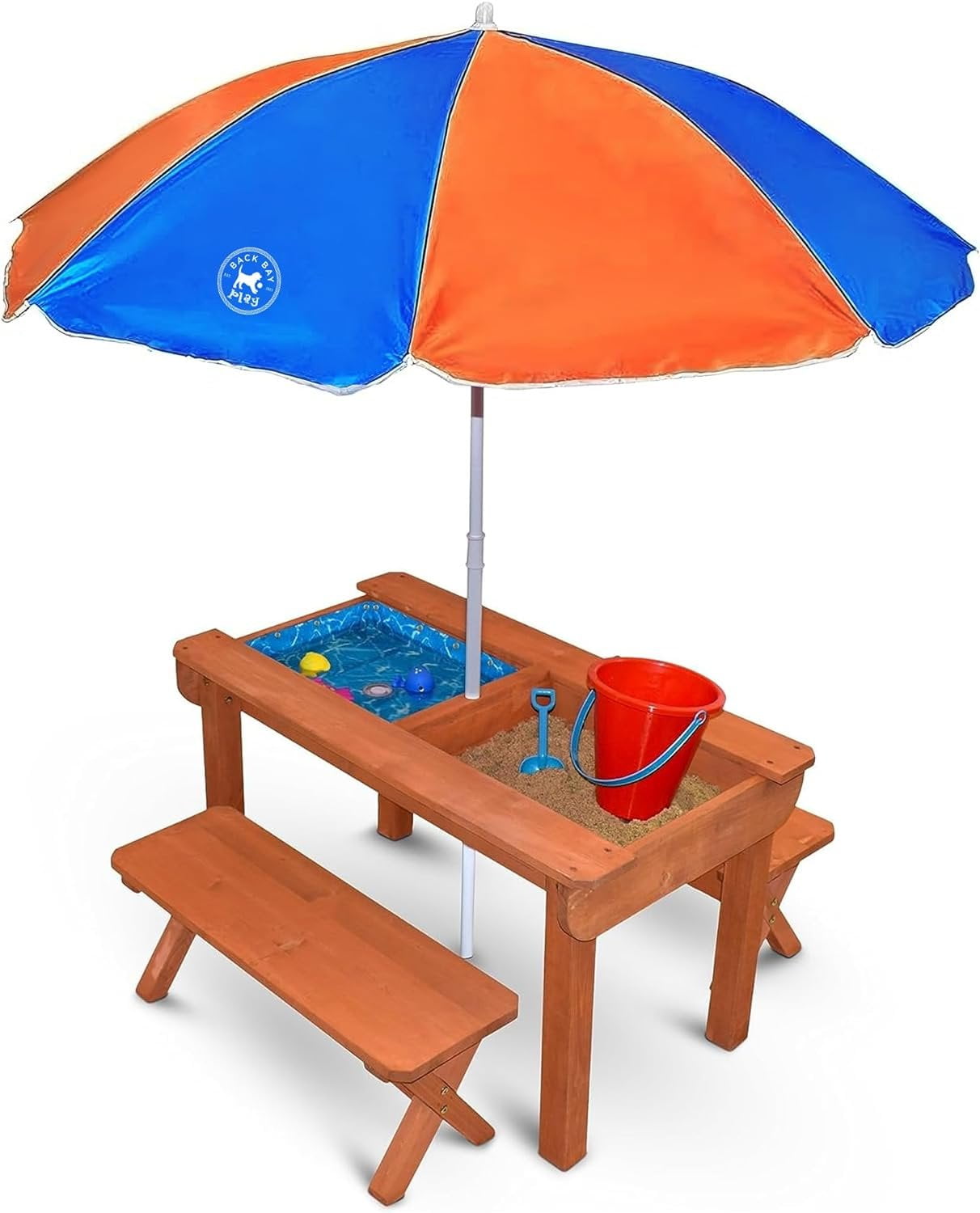 Wooden Sand and Water Tables with Protective Cover for Kids