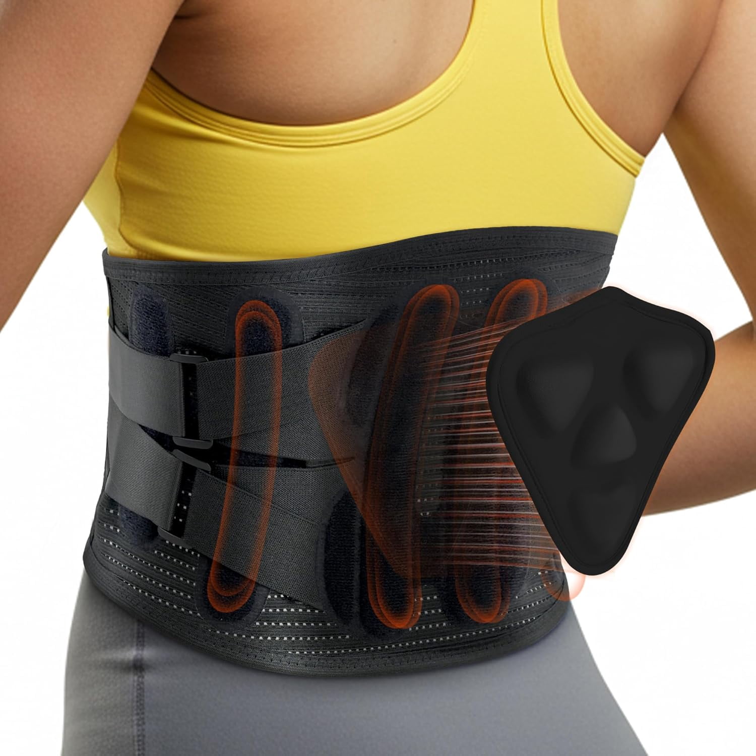 Support Removable Type Lumbar Support Belt Lower Back Brace With Removable Pad - Lumbar ...