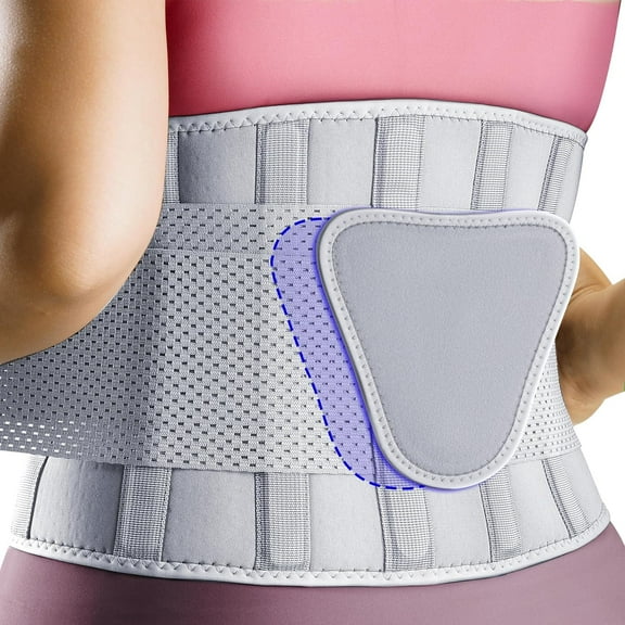 Back Brace for Lower Back Pain Women, Breathable Back Support Belt for Women & Men with Lumbar Pad, Lumbar Support Belt for Heavy Lifting & Work, Scoliosis, Grey, 2XL (Circumference:38.6-51.2")