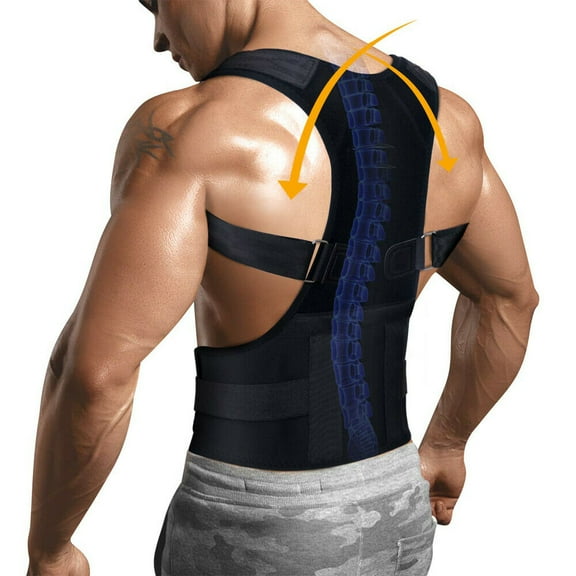 Back Brace Posture Corrector - Best Fully Adjustable Support Brace - Improves Posture and Provides Lumbar Support - for Lower and Upper Back Pain - Men and Women